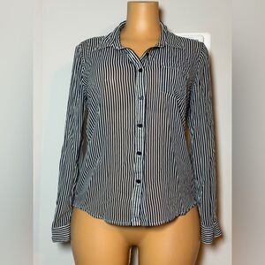 Forever 21 Blue and White Striped Button-Down Shirt